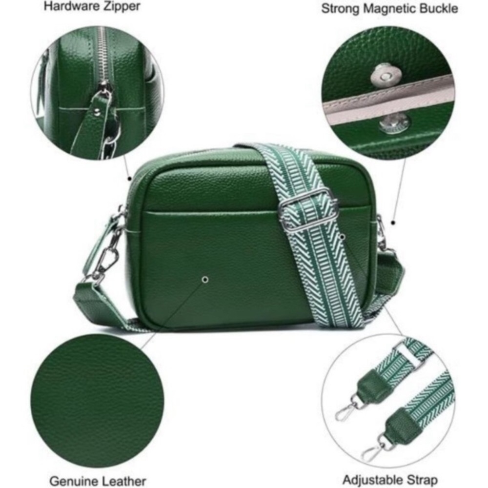 Small Crossbody Bags Genuine Leather, Green new - Picture 4 of 7